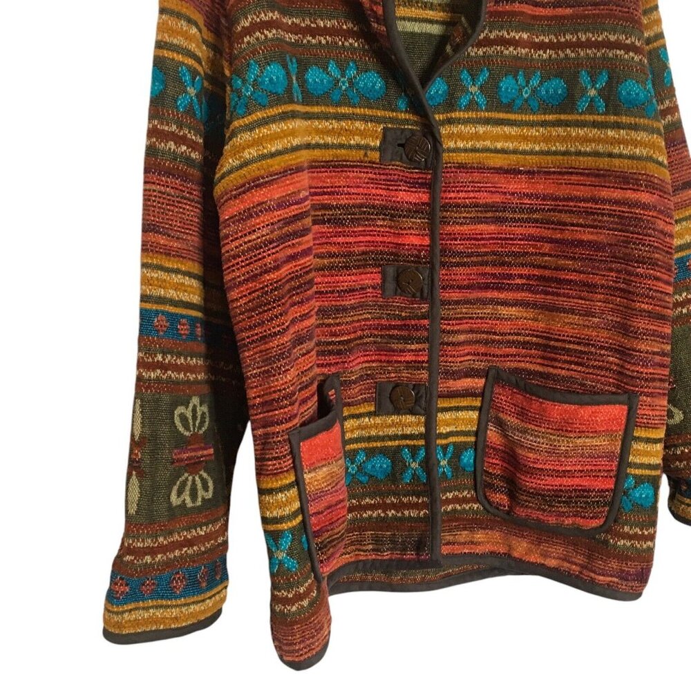 Southwestern Aztec Tapestry Asazy Womens Jacket Size Medium Multicolor Geometric